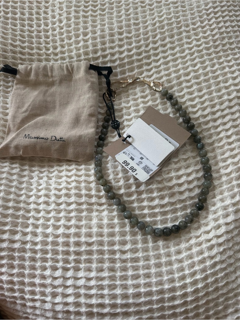 Massimo Dutti Gray Beaded Choker Necklace